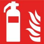Brandschutzzeichen Feuerlöscher, F001, PVC-Folie, selbstklebend, 150 x 150 mm